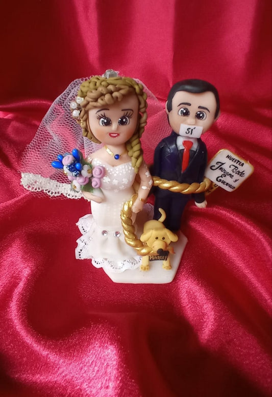 Muñecos de Porcelana Fría  (Pareja de Novios de Boda) para Centro de mesa o Pastel (muñecos personalizados de porcelana)