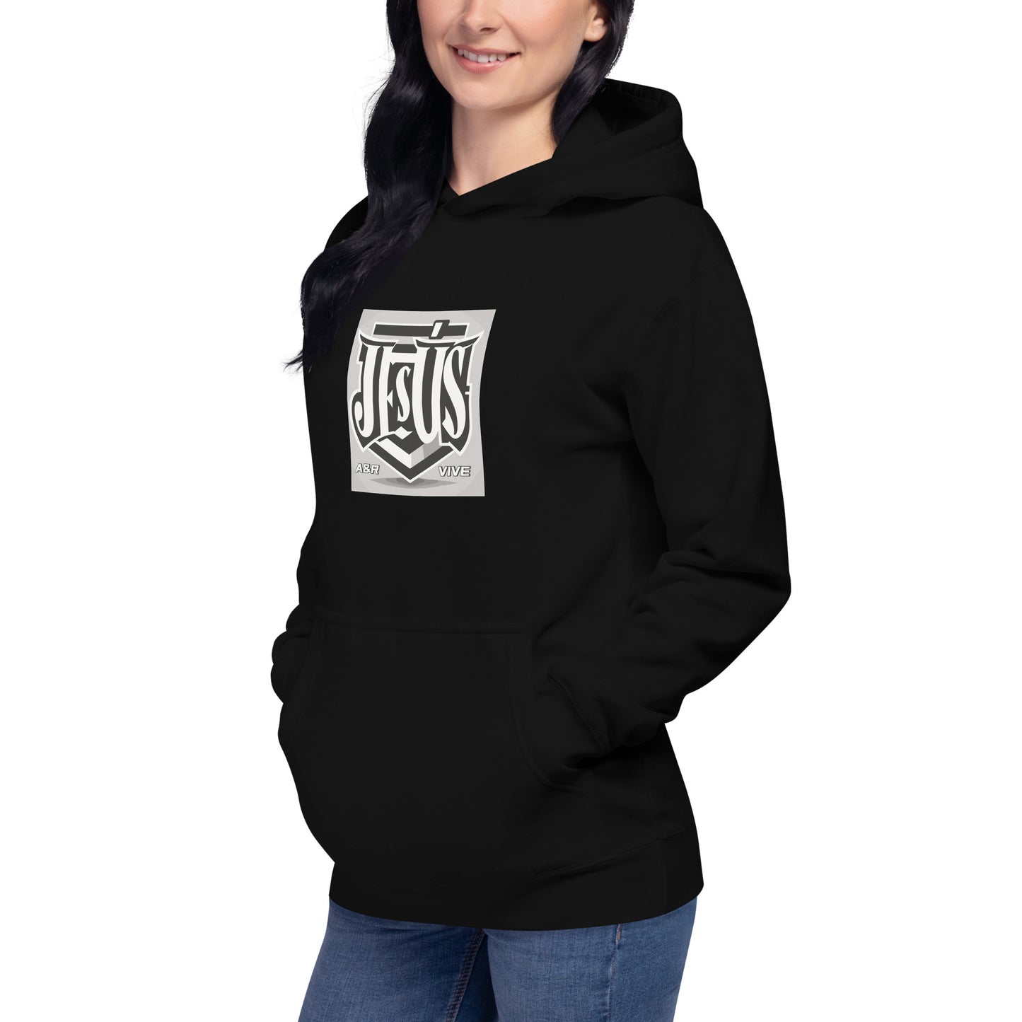 Sudadera con capucha unisex Unisex Hoodie Jesús Vive A&R Elegante y Moderno (Cristianos)