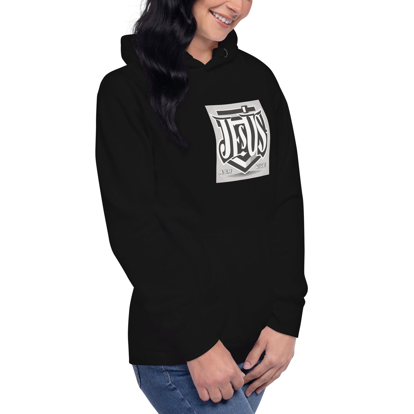 Sudadera con capucha unisex Unisex Hoodie Jesús Vive A&R Elegante y Moderno (Cristianos)