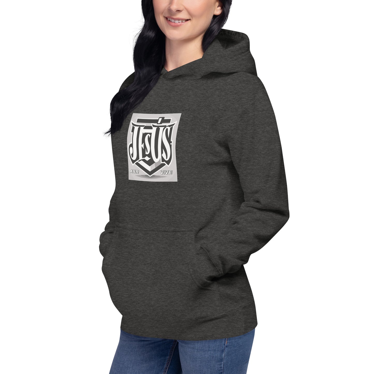 Sudadera con capucha unisex Unisex Hoodie Jesús Vive A&R Elegante y Moderno (Cristianos)