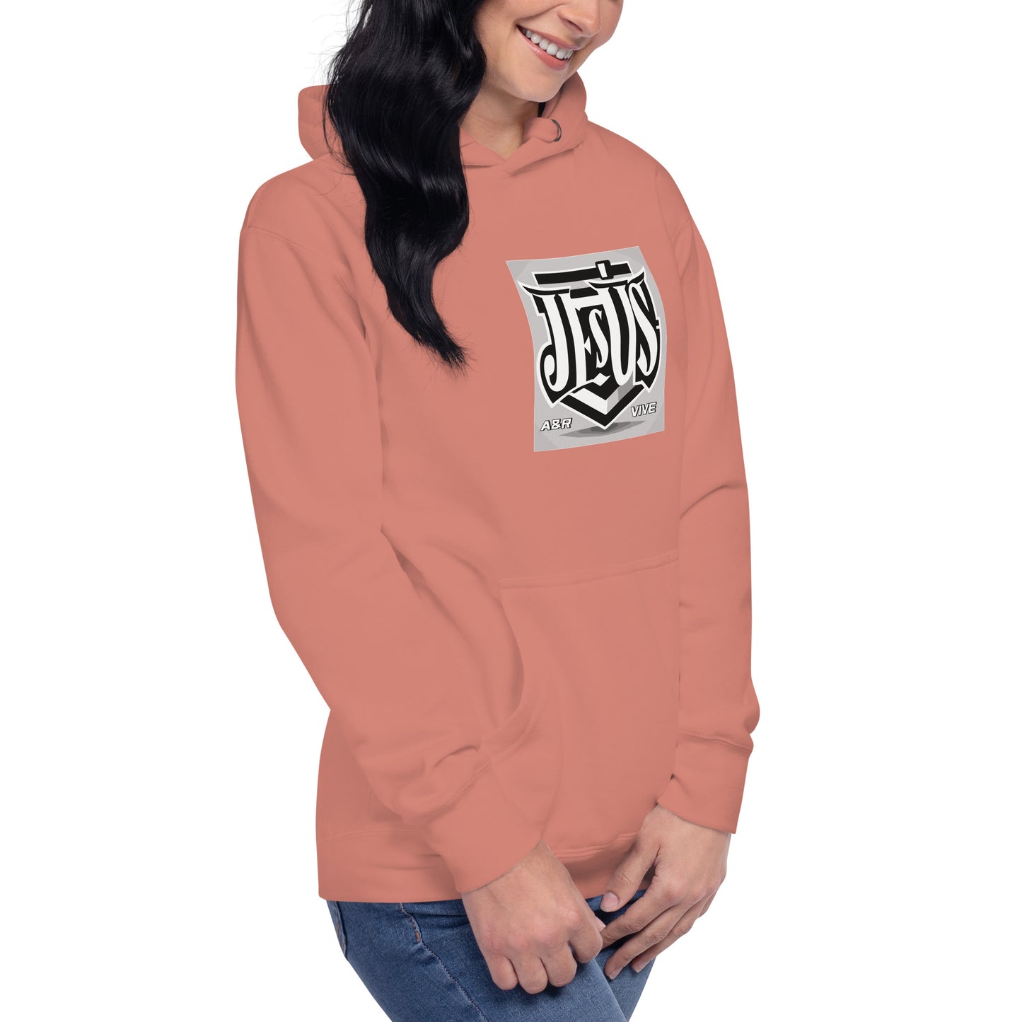 Sudadera con capucha unisex Unisex Hoodie Jesús Vive A&R Elegante y Moderno (Cristianos)