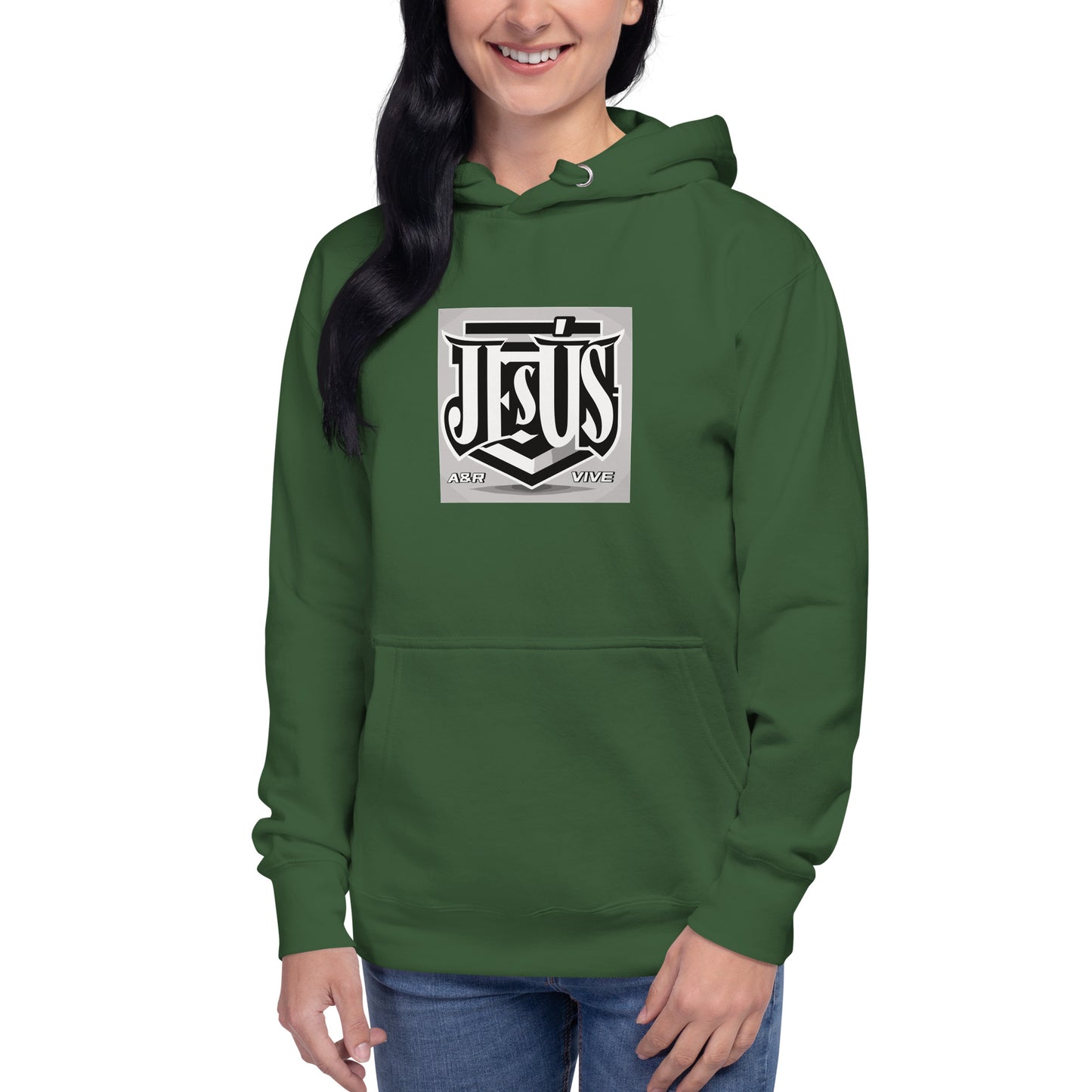 Sudadera con capucha unisex Unisex Hoodie Jesús Vive A&R Elegante y Moderno (Cristianos)