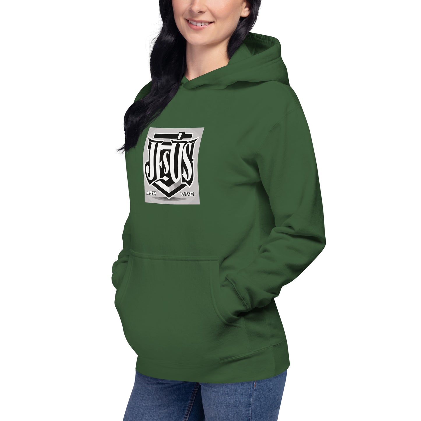 Sudadera con capucha unisex Unisex Hoodie Jesús Vive A&R Elegante y Moderno (Cristianos)