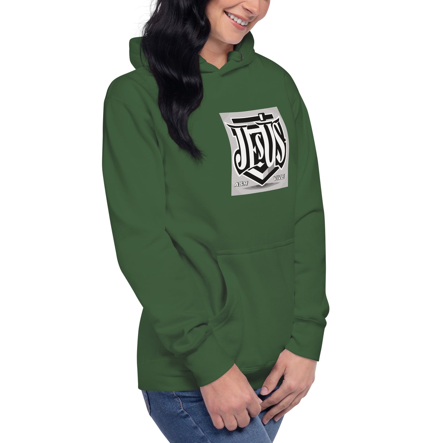 Sudadera con capucha unisex Unisex Hoodie Jesús Vive A&R Elegante y Moderno (Cristianos)