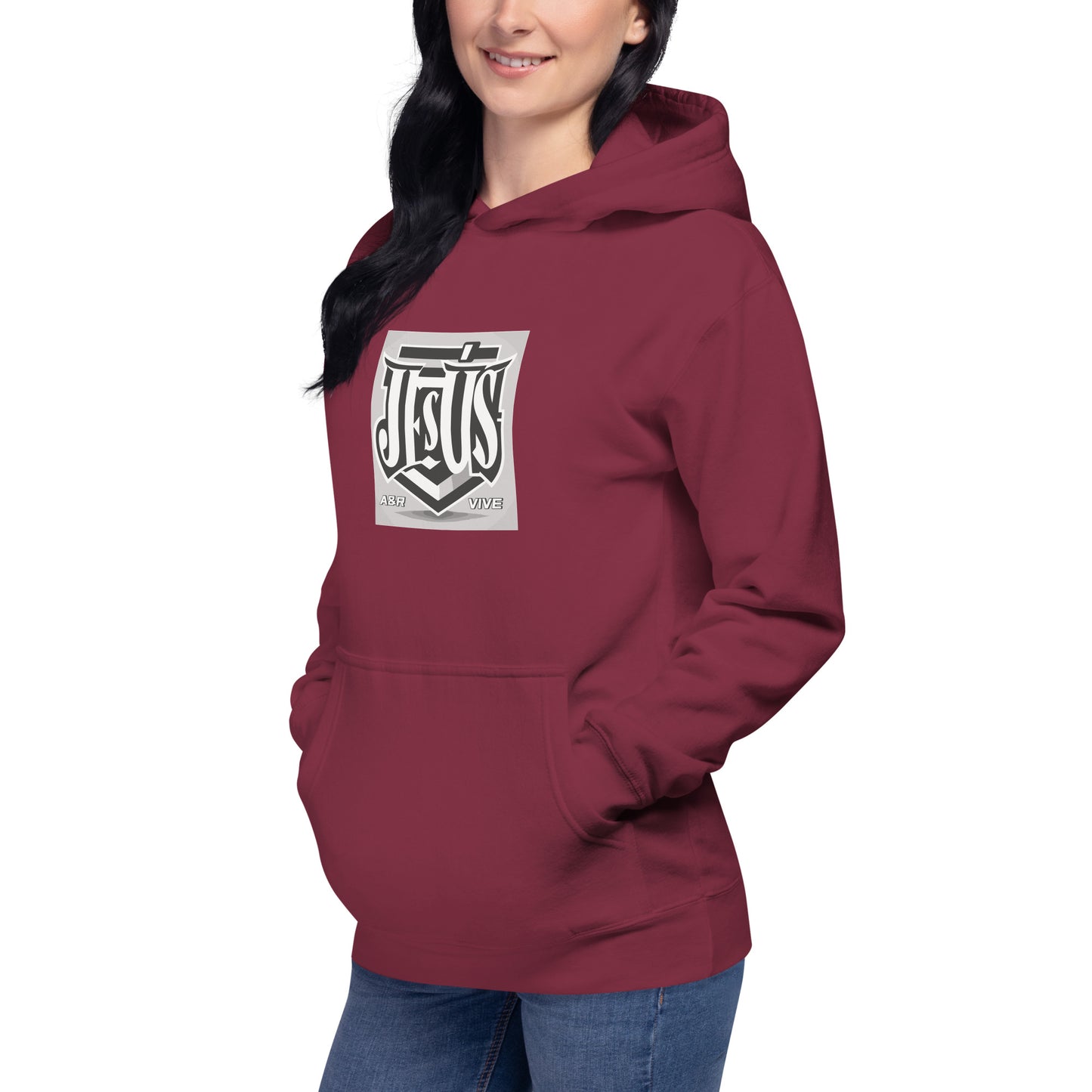 Sudadera con capucha unisex Unisex Hoodie Jesús Vive A&R Elegante y Moderno (Cristianos)