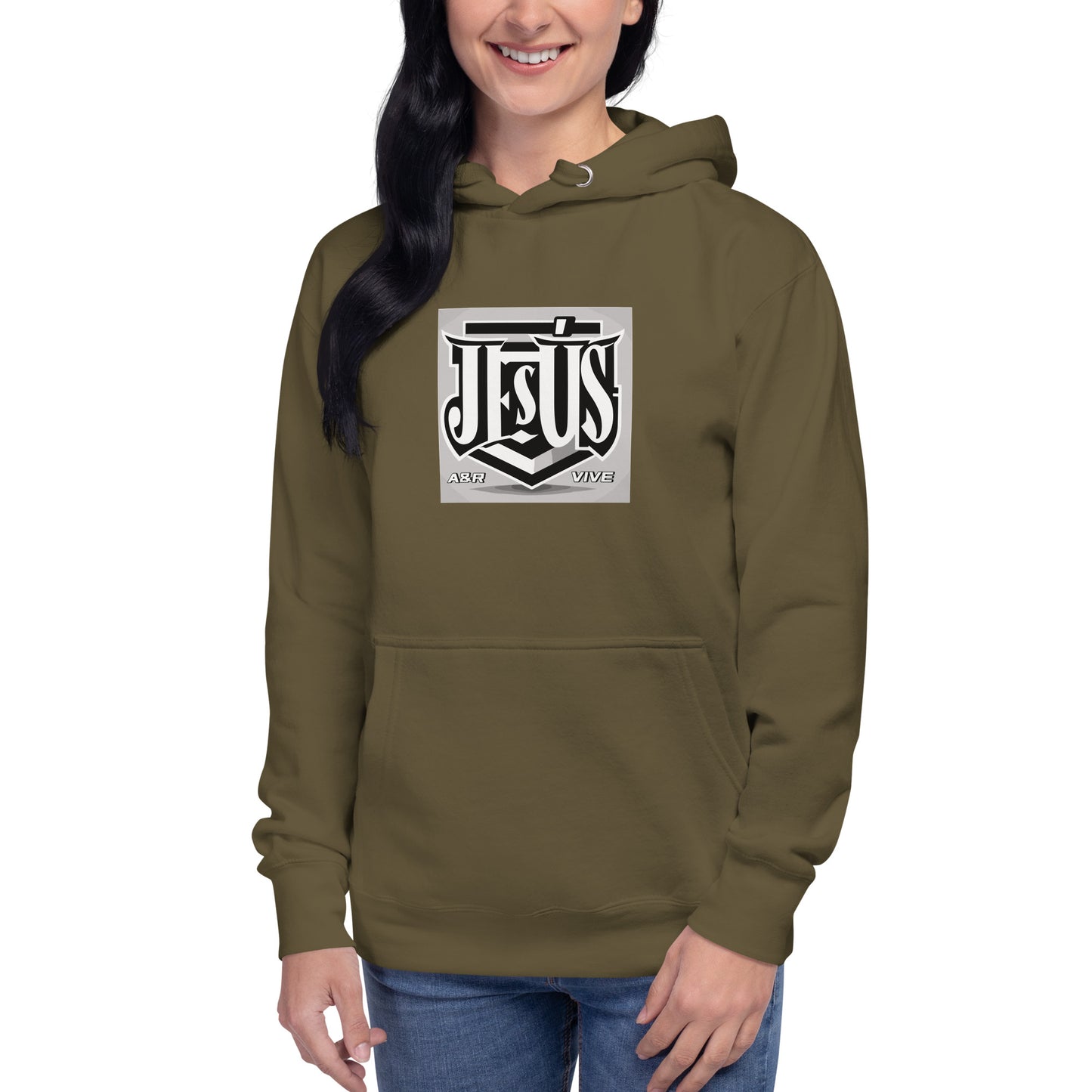 Sudadera con capucha unisex Unisex Hoodie Jesús Vive A&R Elegante y Moderno (Cristianos)