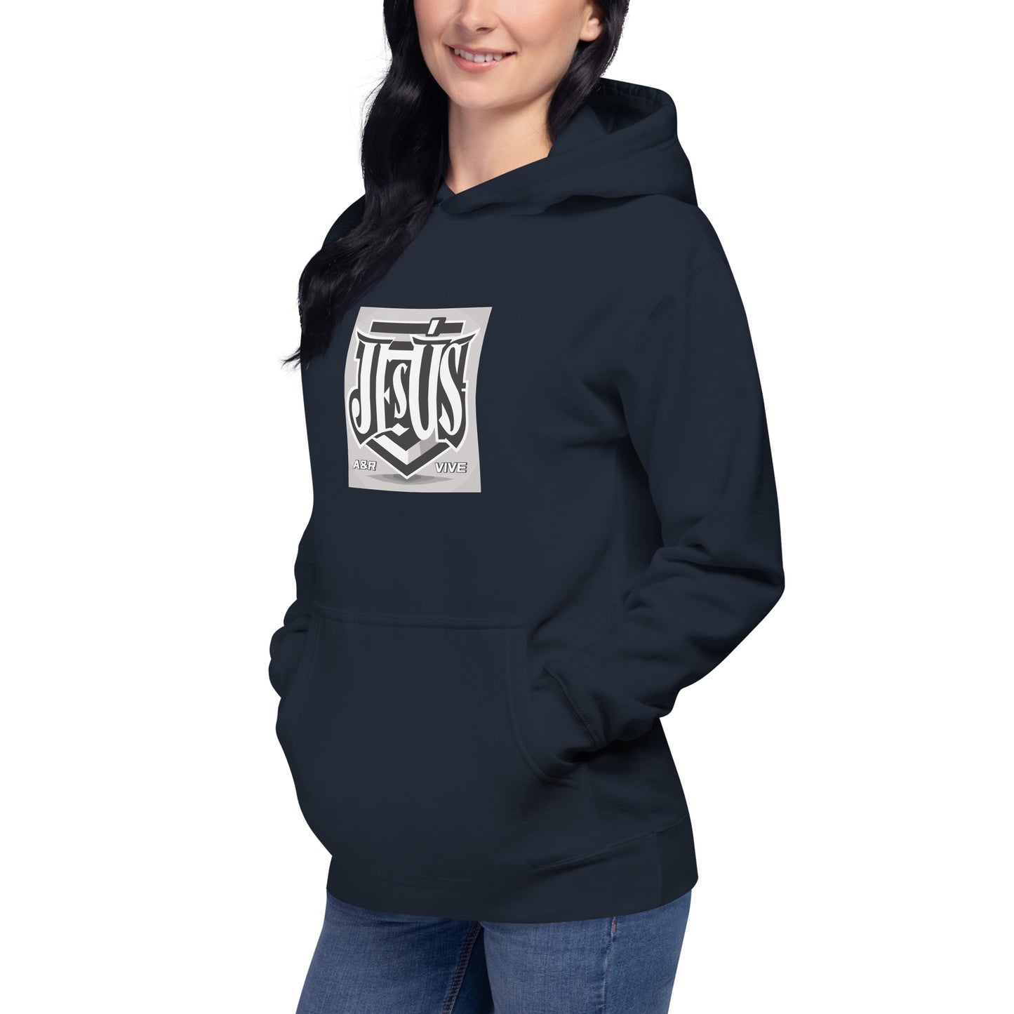 Sudadera con capucha unisex Unisex Hoodie Jesús Vive A&R Elegante y Moderno (Cristianos)