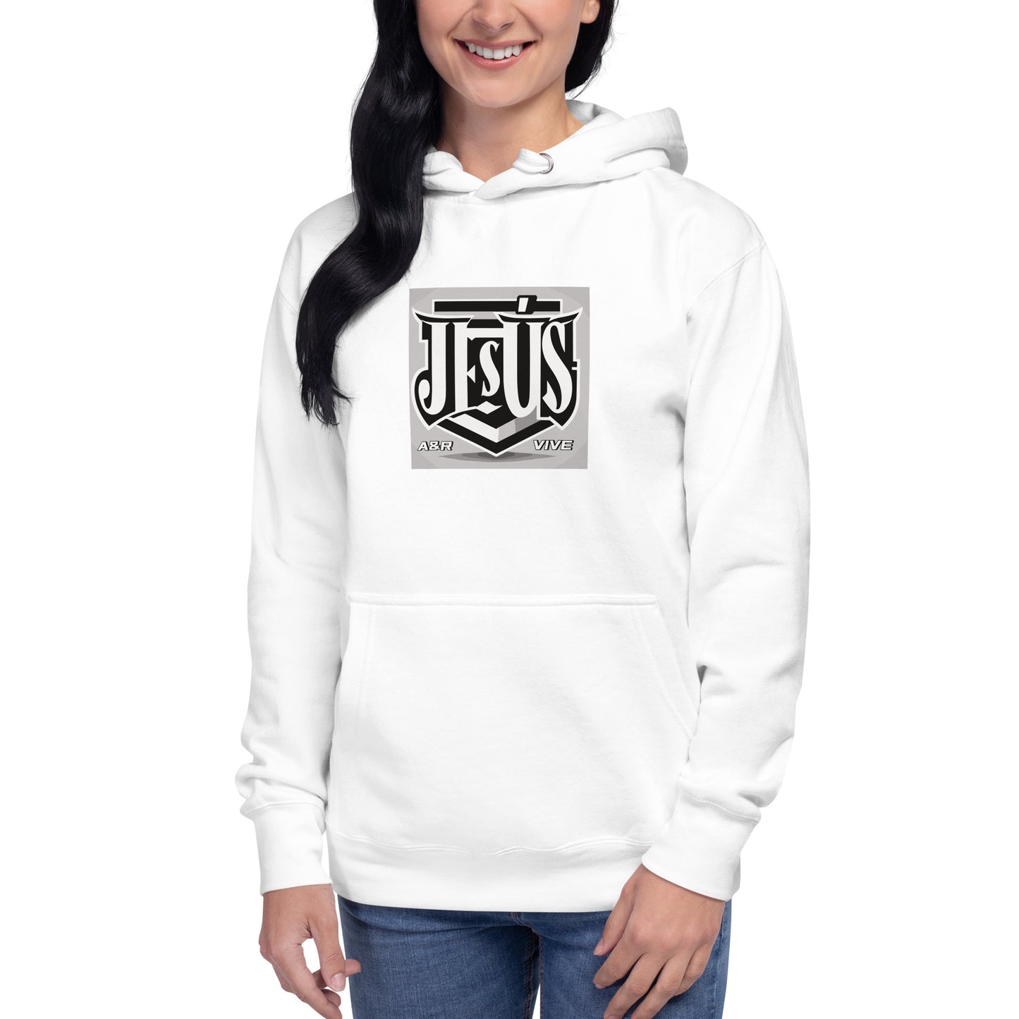 Sudadera con capucha unisex Unisex Hoodie Jesús Vive A&R Elegante y Moderno (Cristianos)