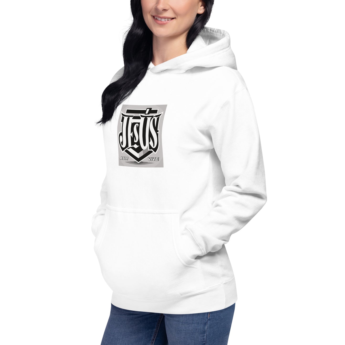 Sudadera con capucha unisex Unisex Hoodie Jesús Vive A&R Elegante y Moderno (Cristianos)